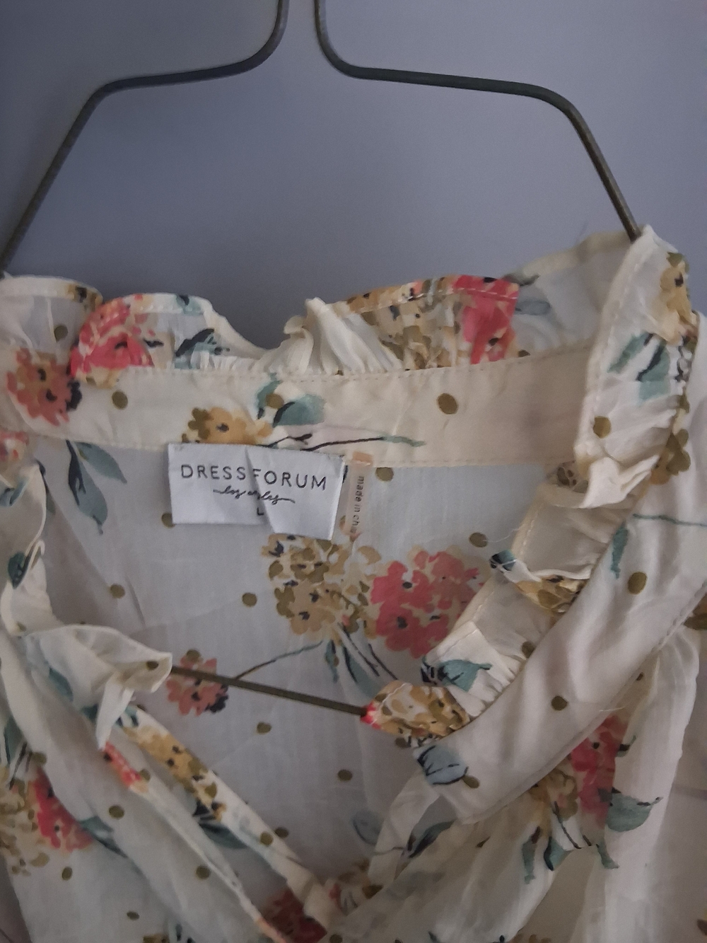 Dress Forum Cream Strapless Floral Dress with Pink & Yellow Blooms